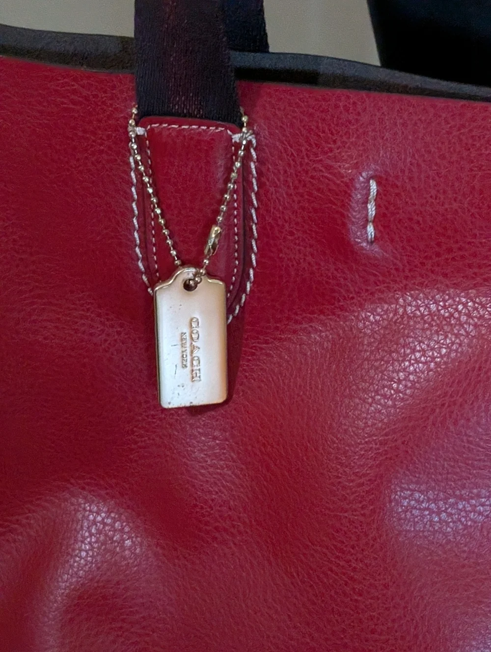 Coach Derby Tote Red Pebble Leather Shoulder Purse Bag Super Soft Leather